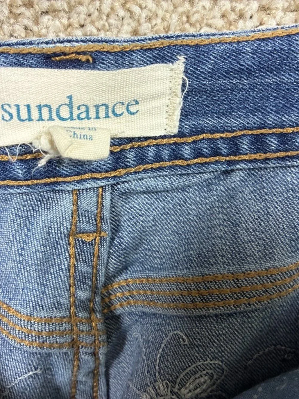 Sundance Womens 27 Embroidered Denim Bermuda Shorts Floral Boho Frayed Hem